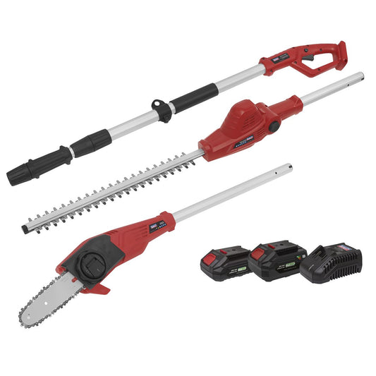 Sealey CP20VTPCOMBO Telescopic Cordless Hedge Trimmer & Chainsaw Kit 20V SV20 Series - 2 Batteries Sealey