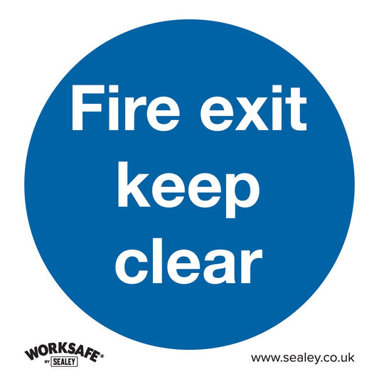 Sealey SS2P1 Mandatory Safety Sign - Fire Exit Keep Clear - Rigid Plastic Sealey