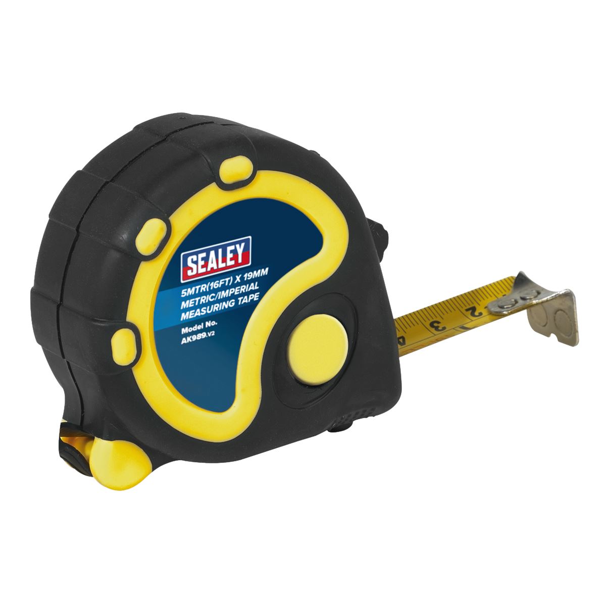 Sealey AK989 Rubber Tape Measure 5m(16ft) x 19mm - Metric/Imperial Sealey