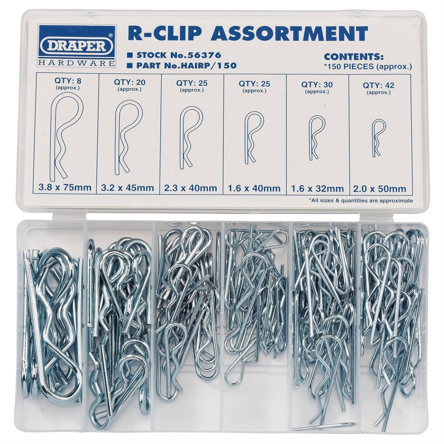 Draper 56376 R-Clip Assortment 150 Piece Draper