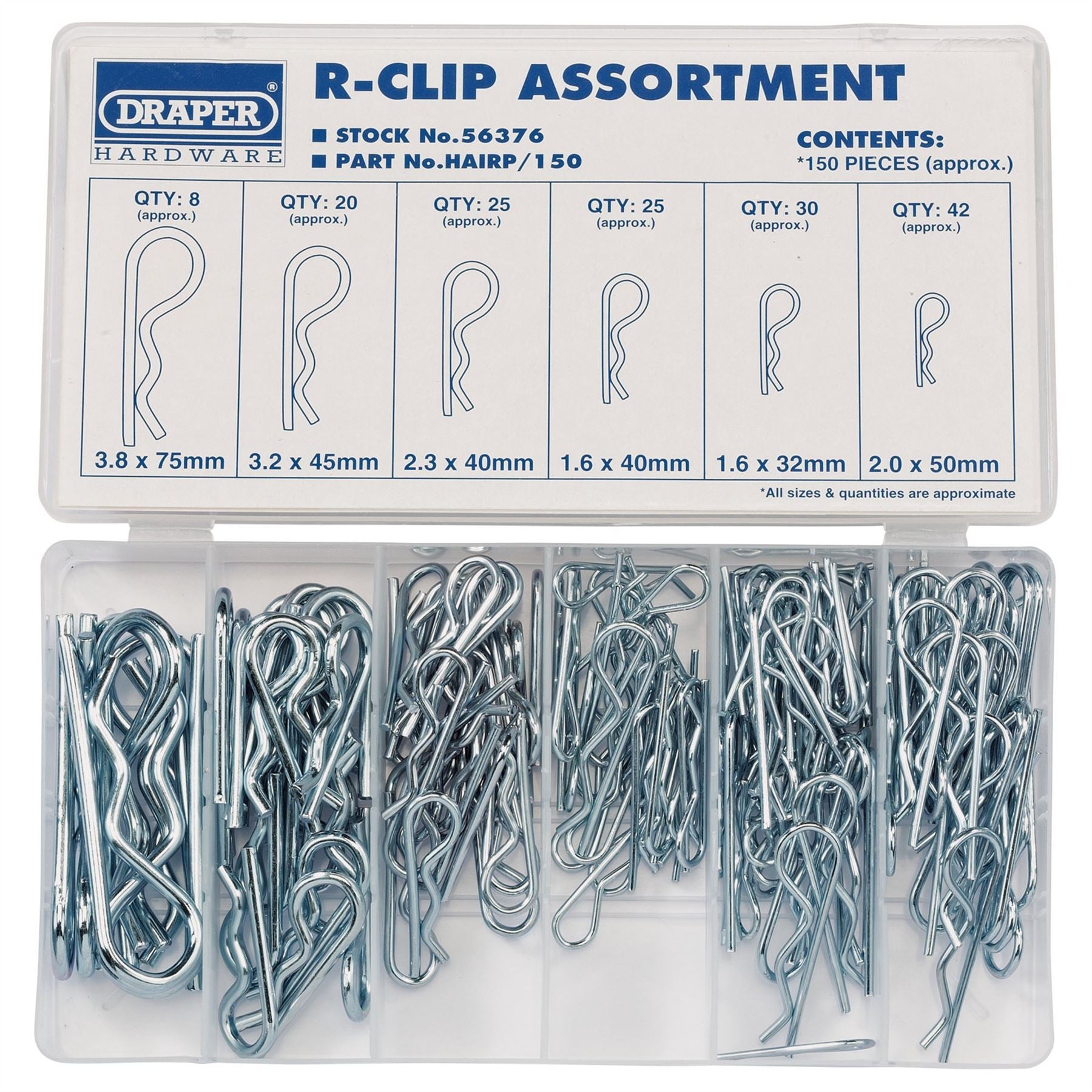 Draper 56376 R-Clip Assortment 150 Piece Draper