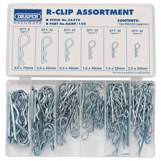 Draper 56376 R-Clip Assortment 150 Piece Draper