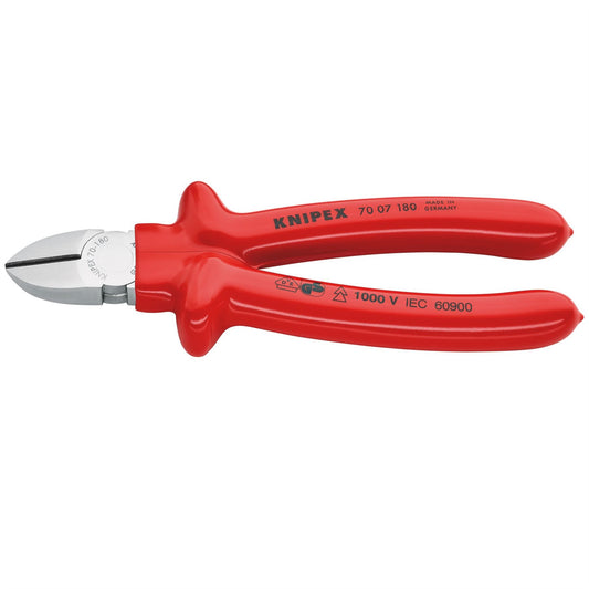 Knipex 21455 70 07 180 Diagonal Cutter with dipped insulation VDE-tested chrome-plated 180mm Knipex