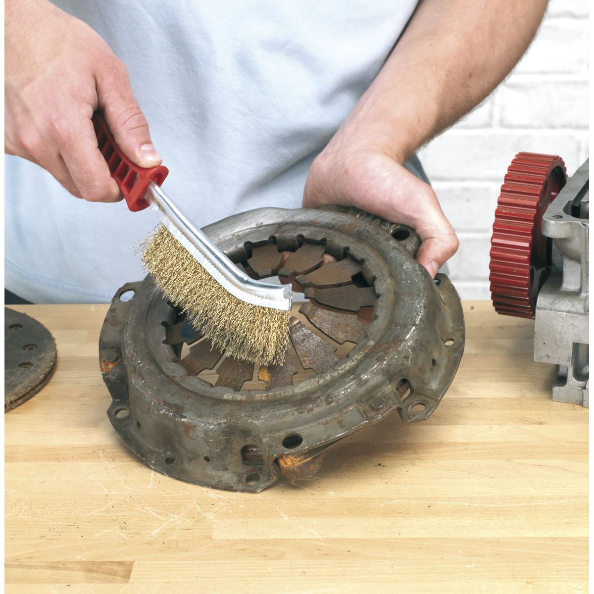 Sealey WB05/R Wire Brush Brassed Steel Plastic Handle Sealey