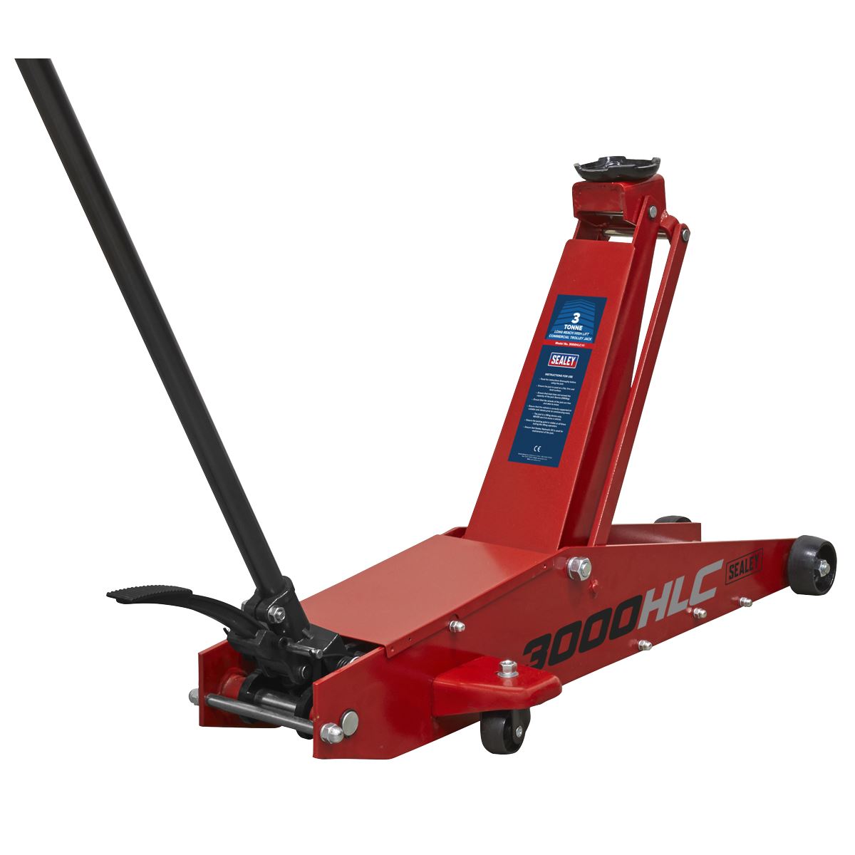Sealey 3000HLC Premier Long Reach High Lift Trolley Jack 3 Tonne Sealey