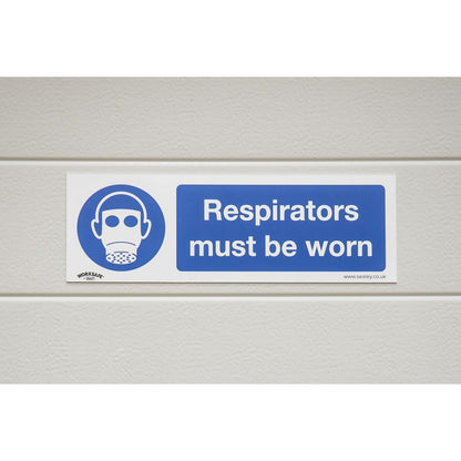 Sealey SS56V1 Mandatory Safety Sign - Respirators Must Be Worn - Self-Adhesive Vinyl Sealey