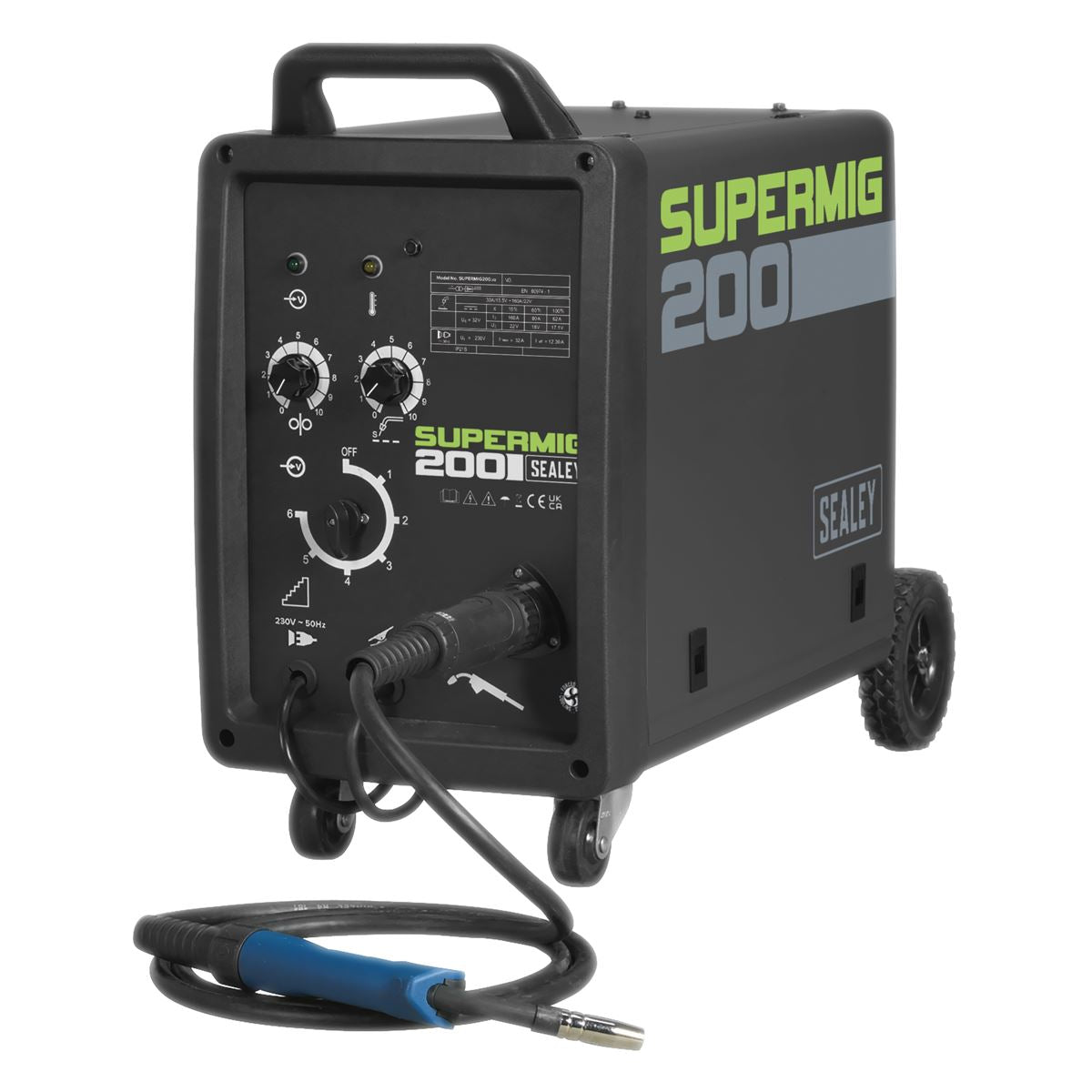 Sealey SUPERMIG200 Professional MIG Welder 200A 230V with Binzel® Euro Torch Sealey