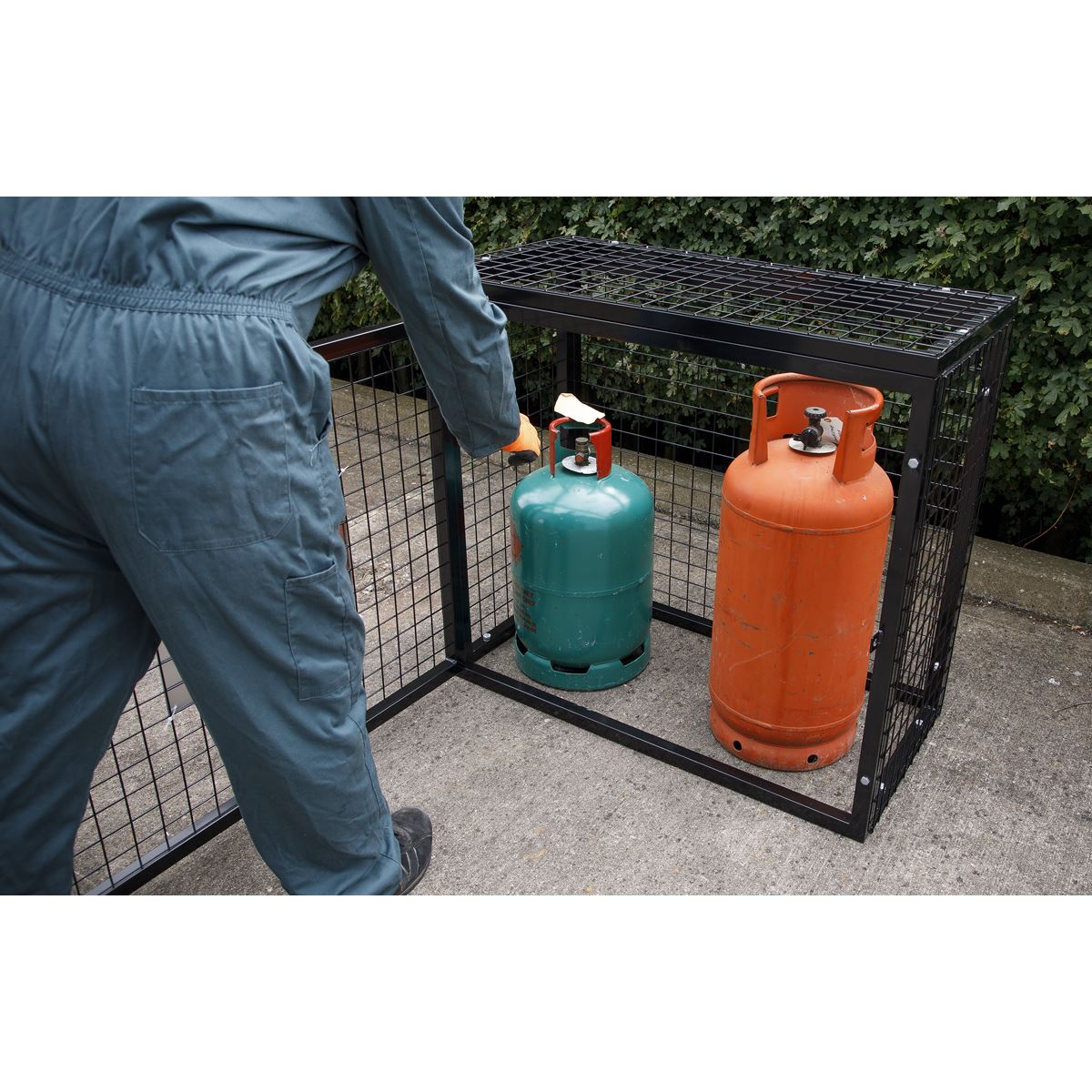 Sealey GCSC247 Safety Cage - 2 x 47kg Gas Cylinders Sealey