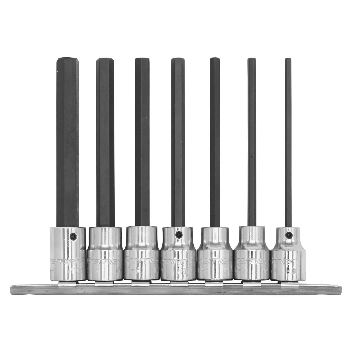 Sealey AK62254 Hex Socket Bit Set 7pc 3/8"Sq Drive 110mm Metric Sealey