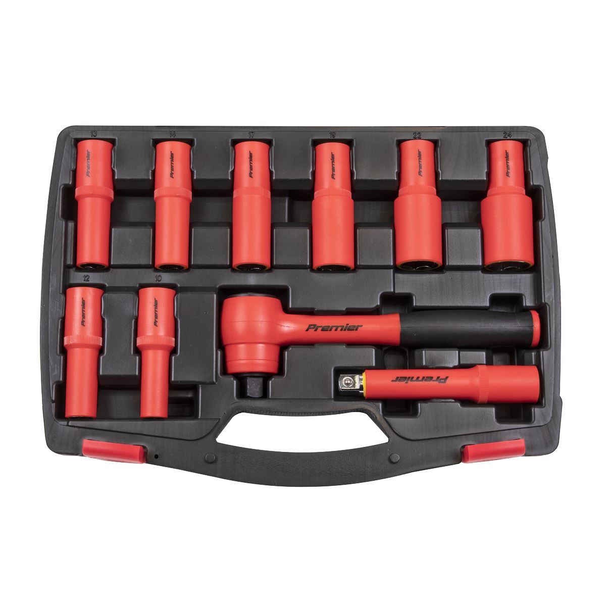 Sealey AK7943 Insulated Socket Set 10pc 1/2"Sq Drive 6pt WallDrive® VDE Approved Sealey