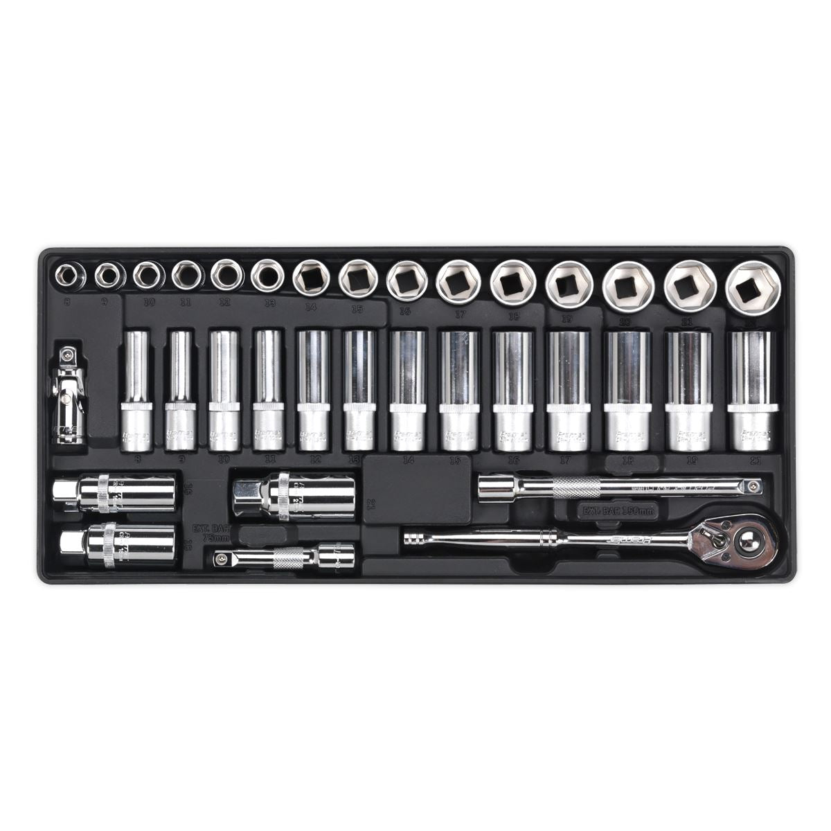 Sealey TBT20 Tool Tray with Socket Set 35pc 3/8"Sq Drive Sealey