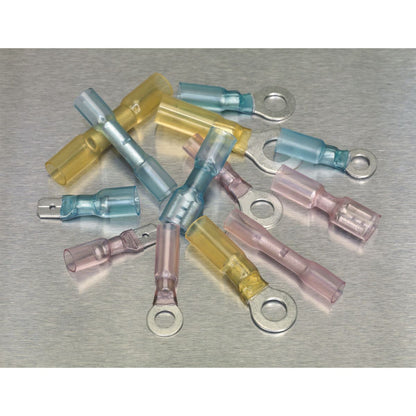 Sealey AB037HT Adhesive Lined Heat Shrink Terminal Assortment 142pc Blue Red & Yellow Sealey