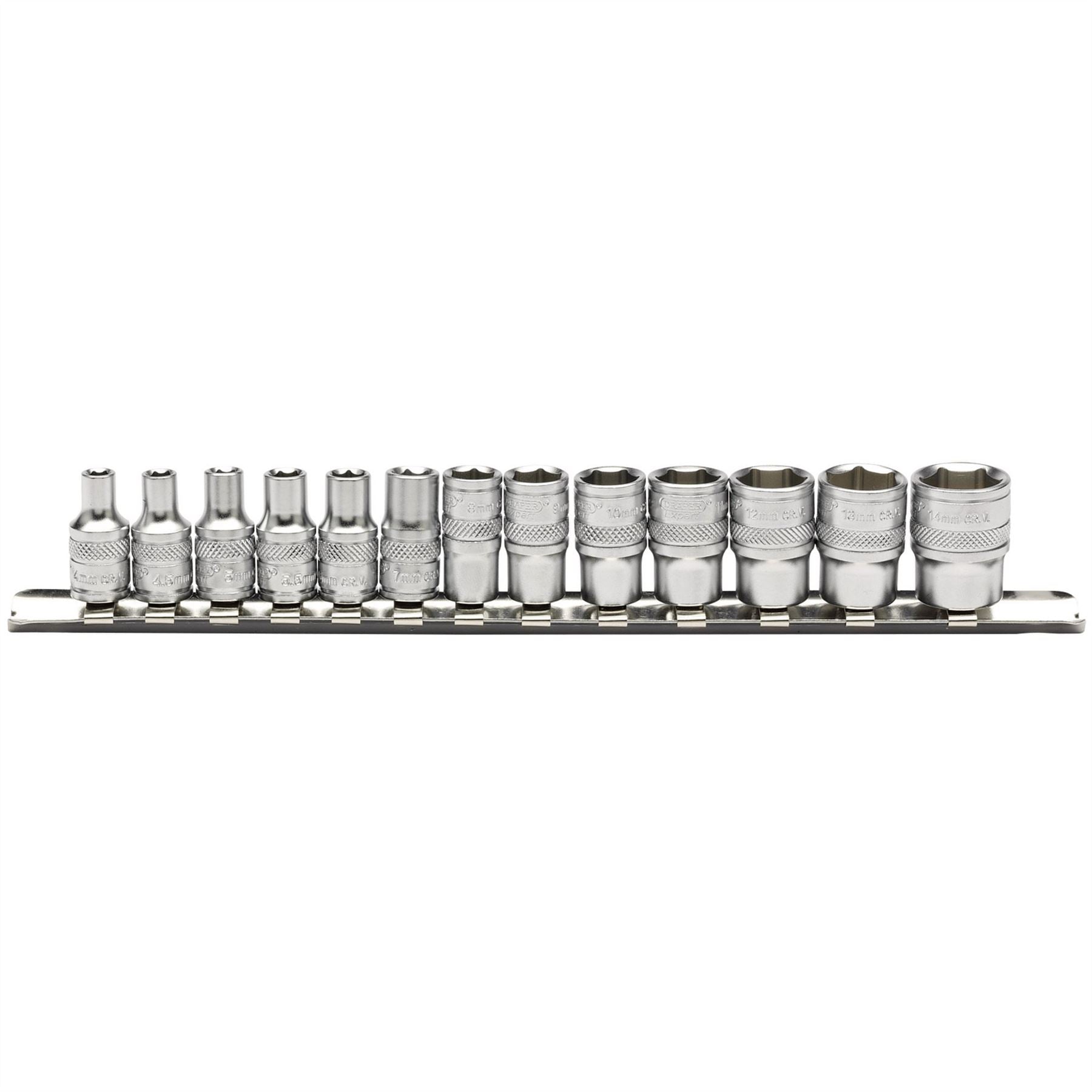 Draper 16487 Expert Metric Socket Set on a Metal Rail 1/4" Sq. Dr. 13 Piece Draper