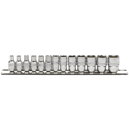 Draper 16487 Expert Metric Socket Set on a Metal Rail 1/4" Sq. Dr. 13 Piece Draper