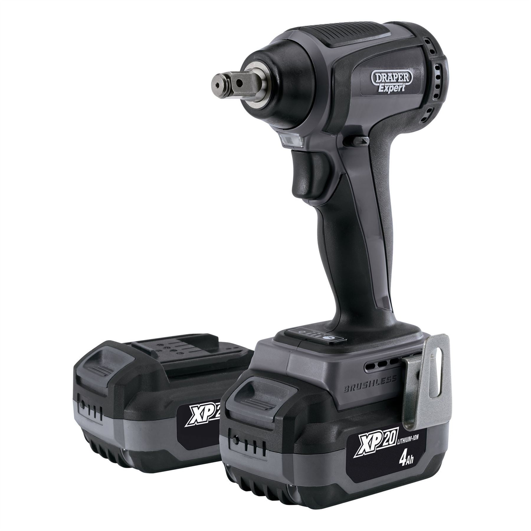 Draper 98962 XP20 20V Brushless Impact Wrench 1/2" Sq. Dr. 300Nm 2 x 4.0Ah Batteries 1 x Fast Charger Draper