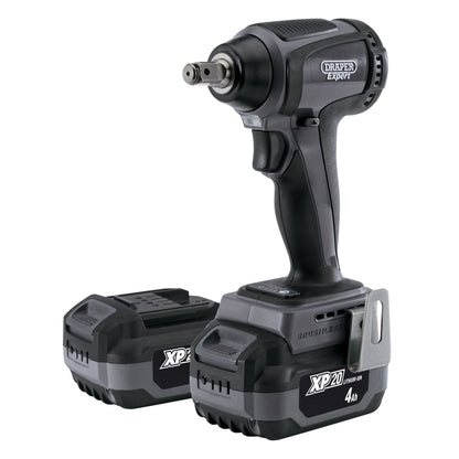 Draper 98962 XP20 20V Brushless Impact Wrench 1/2" Sq. Dr. 300Nm 2 x 4.0Ah Batteries 1 x Fast Charger Draper