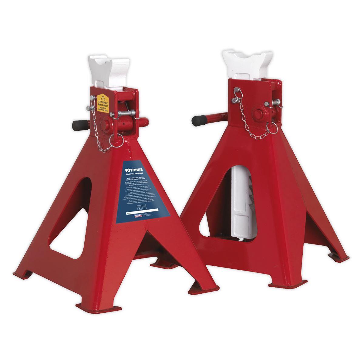 Sealey AAS10000 Auto Rise Ratchet Axle Stands (Pair) 10 Tonne Capacity per Stand Sealey