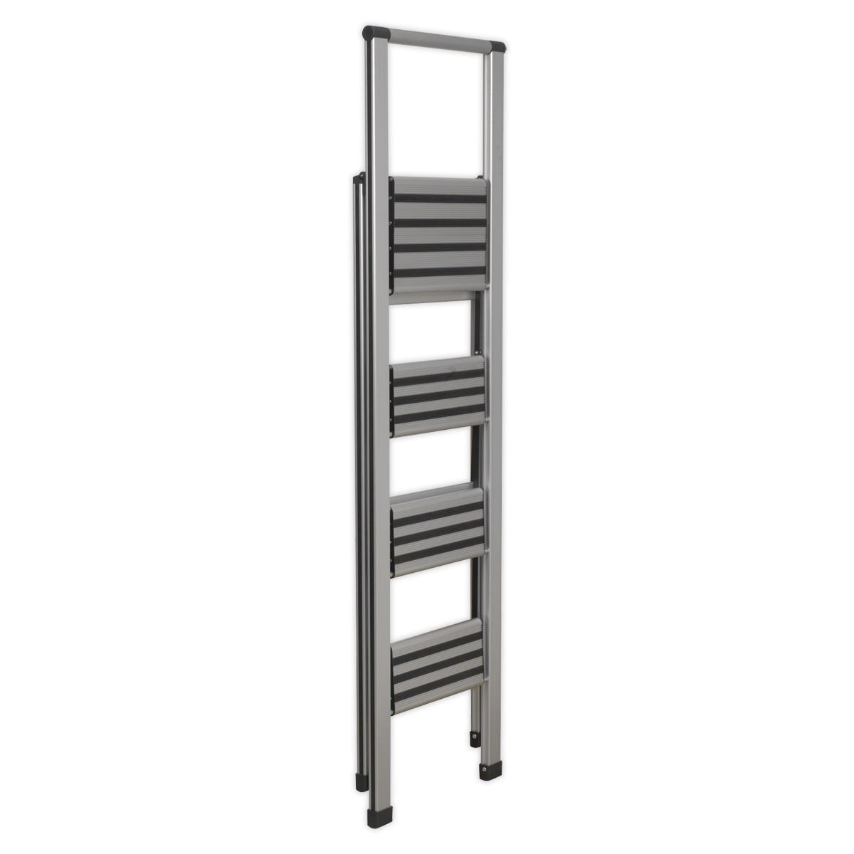 Sealey APSL4 Aluminium Professional Folding Step Ladder 4-Step 150kg Capacity Sealey