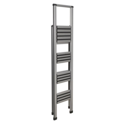 Sealey APSL4 Aluminium Professional Folding Step Ladder 4-Step 150kg Capacity Sealey