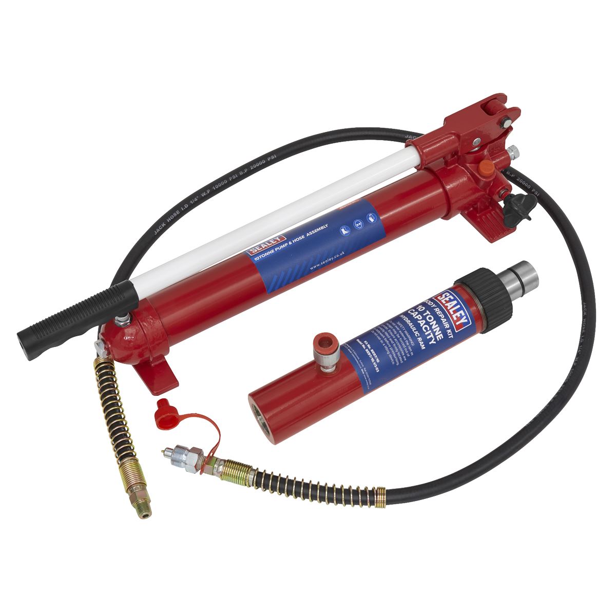 Sealey RE97.10-COMBO Snap Push Ram with Pump & Hose Assembly - 10 Tonne Sealey