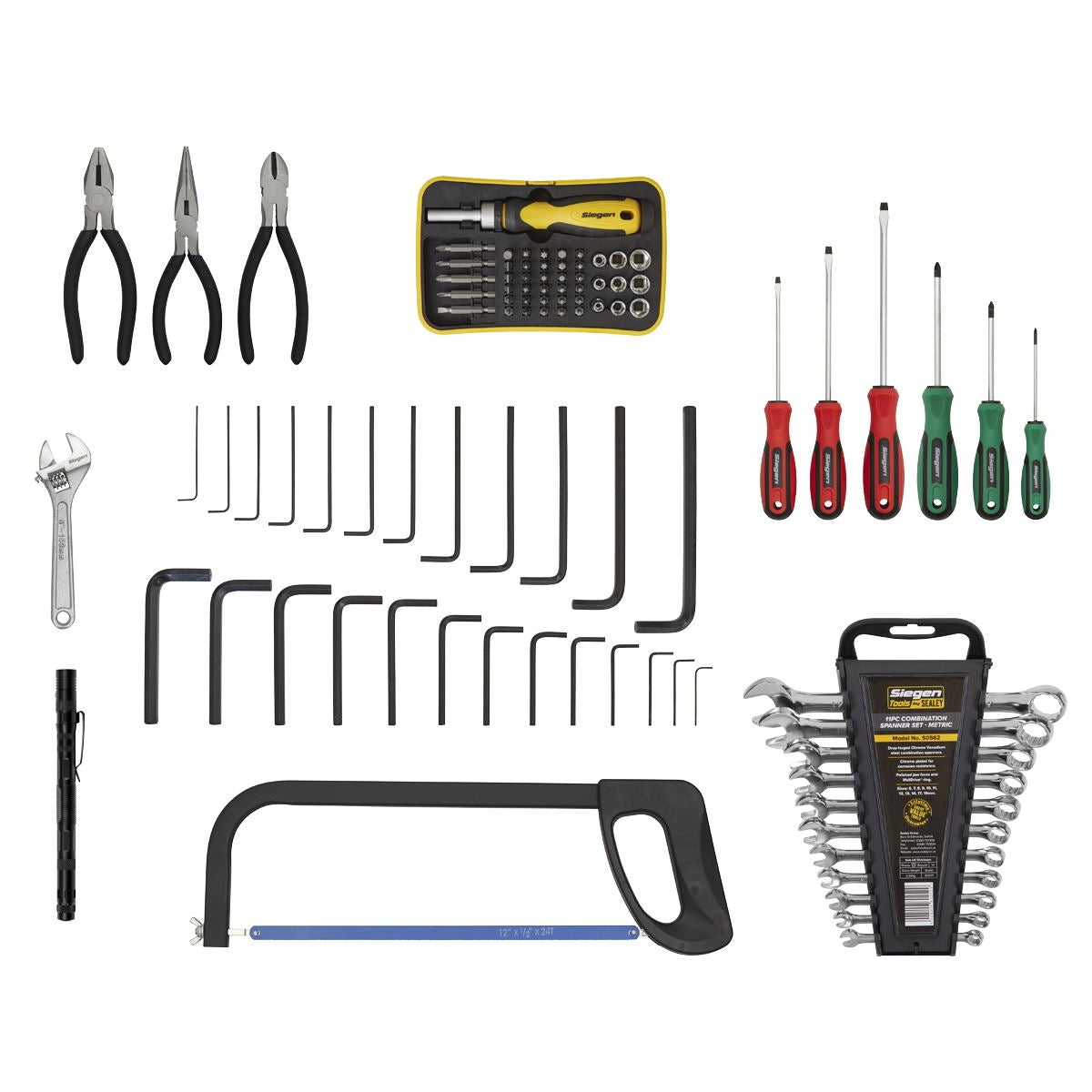 Sealey AP9243BBHVCOM 3 Drawer Portable Tool Chest with Ball-Bearing Slides & 93pc Tool Kit Sealey