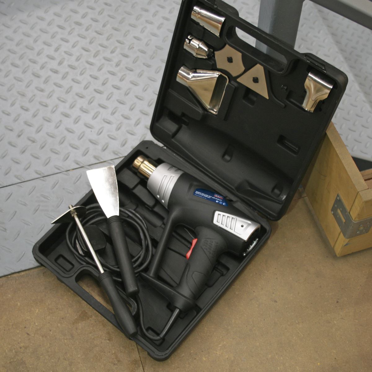 Sealey HS104K Deluxe Hot Air Gun Kit with LED Display 2000W 80-600°C Sealey