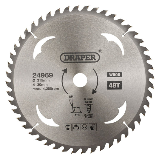Draper 24969 TCT Circular Saw Blade for Wood 315 x 30mm 48T Draper