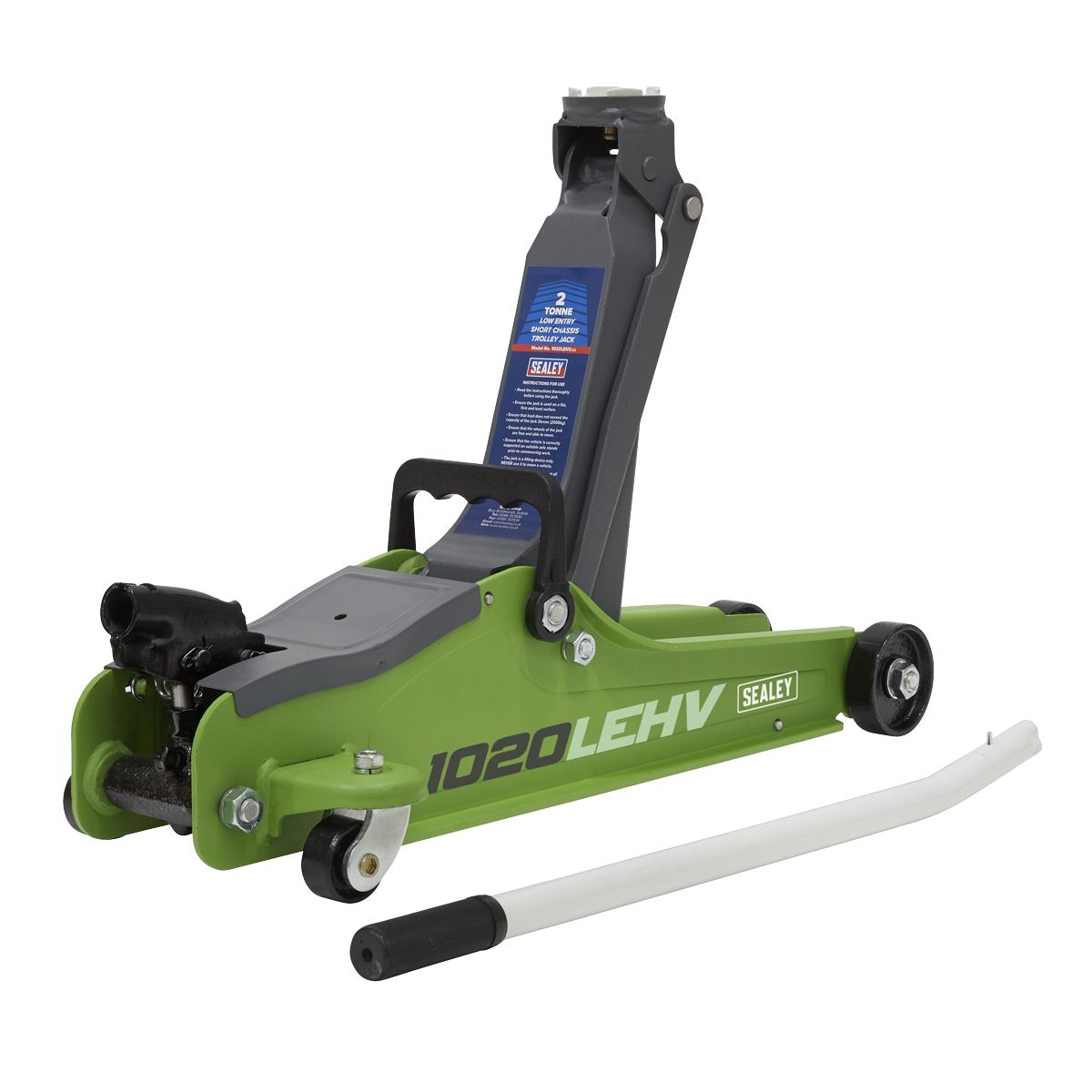 Sealey 1020LEHVBAGCOMBO Low Entry Short Chassis Trolley Jack & Accessories Bag Combo 2 Tonne - Green Sealey