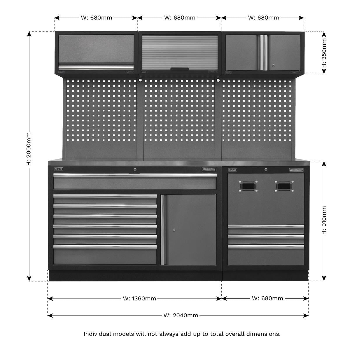 Sealey APMSSTACK14SS Modular Storage System Combo - Stainless Steel Worktop Sealey