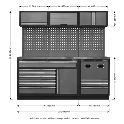 Sealey APMSSTACK14SS Modular Storage System Combo - Stainless Steel Worktop Sealey