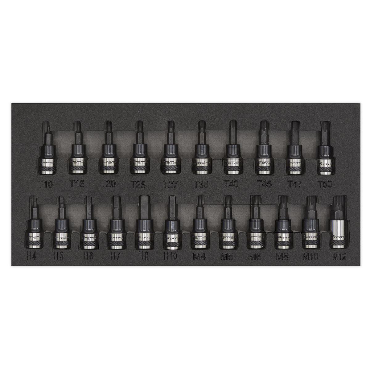 Sealey AK7985 TRX-Star*/Hex/Spline Socket Bit Set 22pc 3/8"Sq Drive - Premier Black Sealey