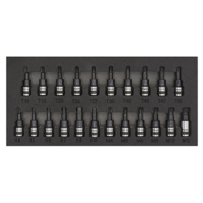 Sealey AK7985 TRX-Star*/Hex/Spline Socket Bit Set 22pc 3/8"Sq Drive - Premier Black Sealey
