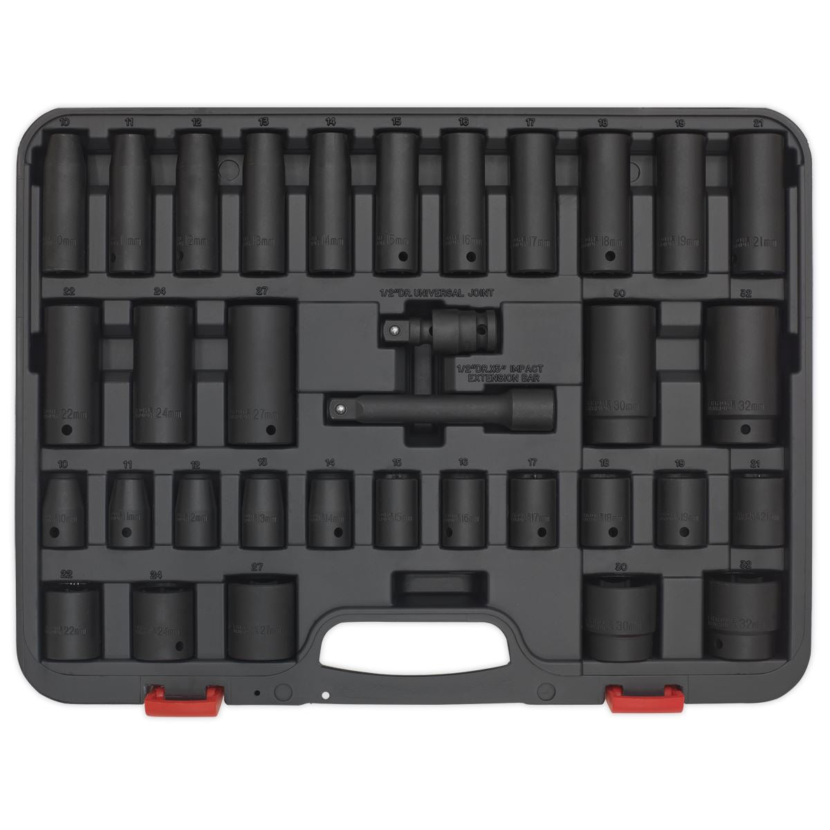 Sealey AK5634M Impact Socket Set 34pc 1/2"Sq Drive Metric Sealey