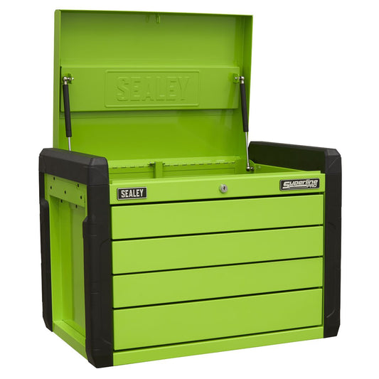 Sealey APPD4G 4 Drawer Push-to-Open Topchest with Ball-Bearing Slides - Green Sealey