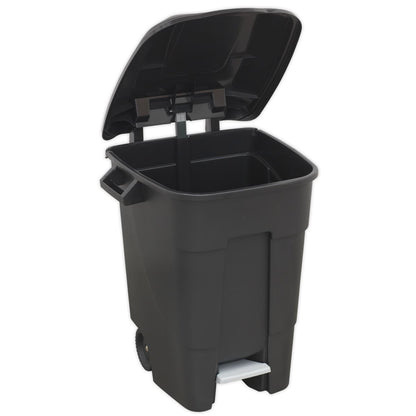 Sealey BM100P Refuse/Wheelie Bin with Foot Pedal 100L - Black Sealey