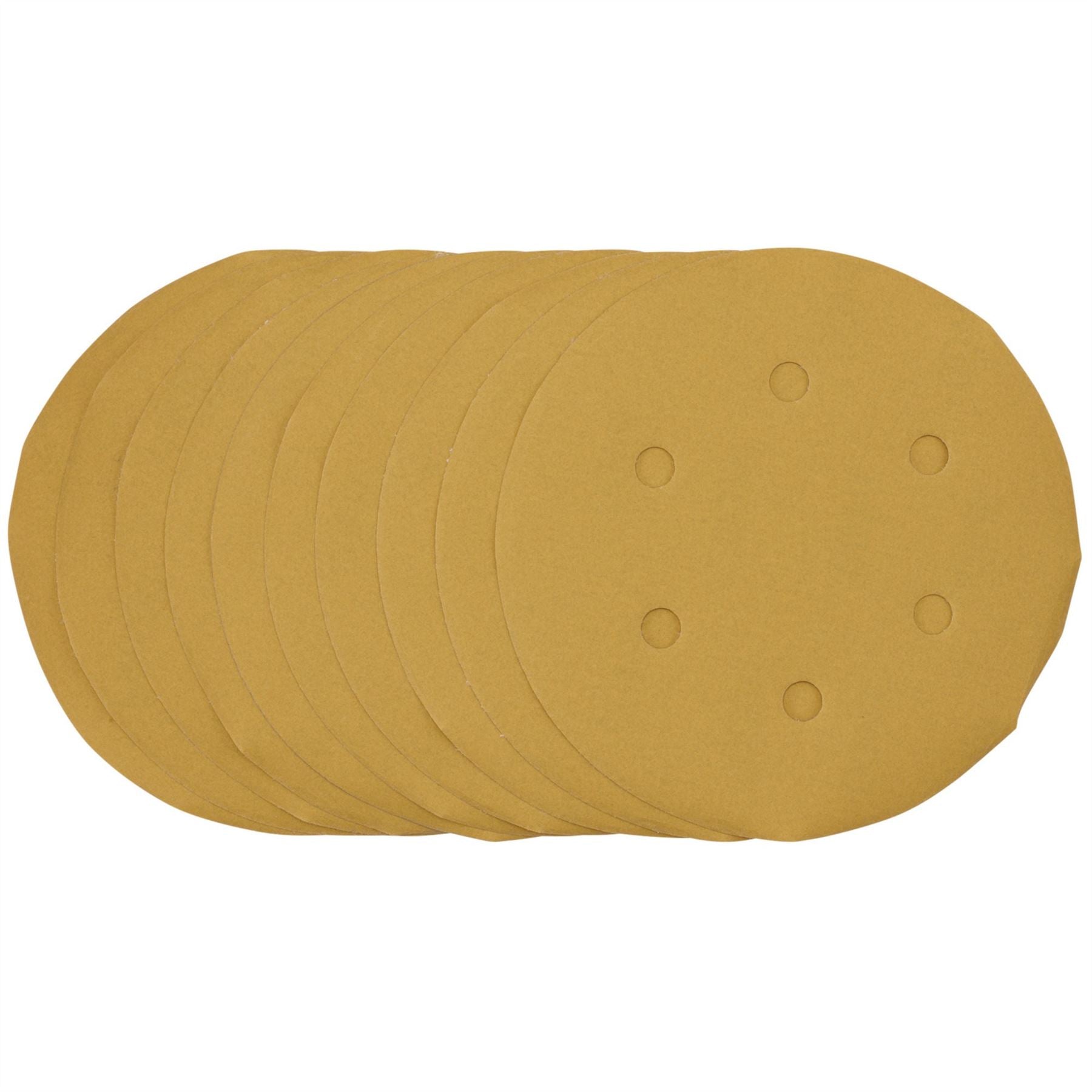 Draper 64282 Gold Sanding Discs with Hook & Loop 150mm 400 Grit 6 Dust Extraction Holes Pack of 10 Draper