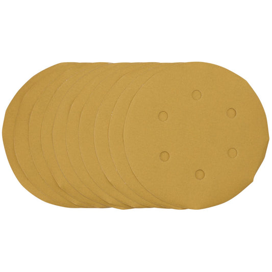 Draper 64282 Gold Sanding Discs with Hook & Loop 150mm 400 Grit 6 Dust Extraction Holes Pack of 10 Draper
