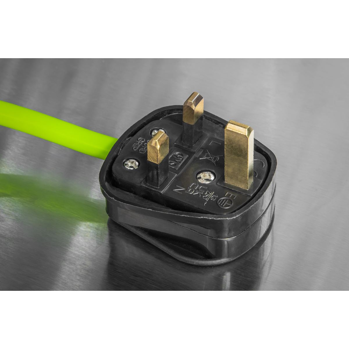 Sealey BCR153TG Cable Reel with Thermal Trip 4 x 230V 15m - Green Sealey