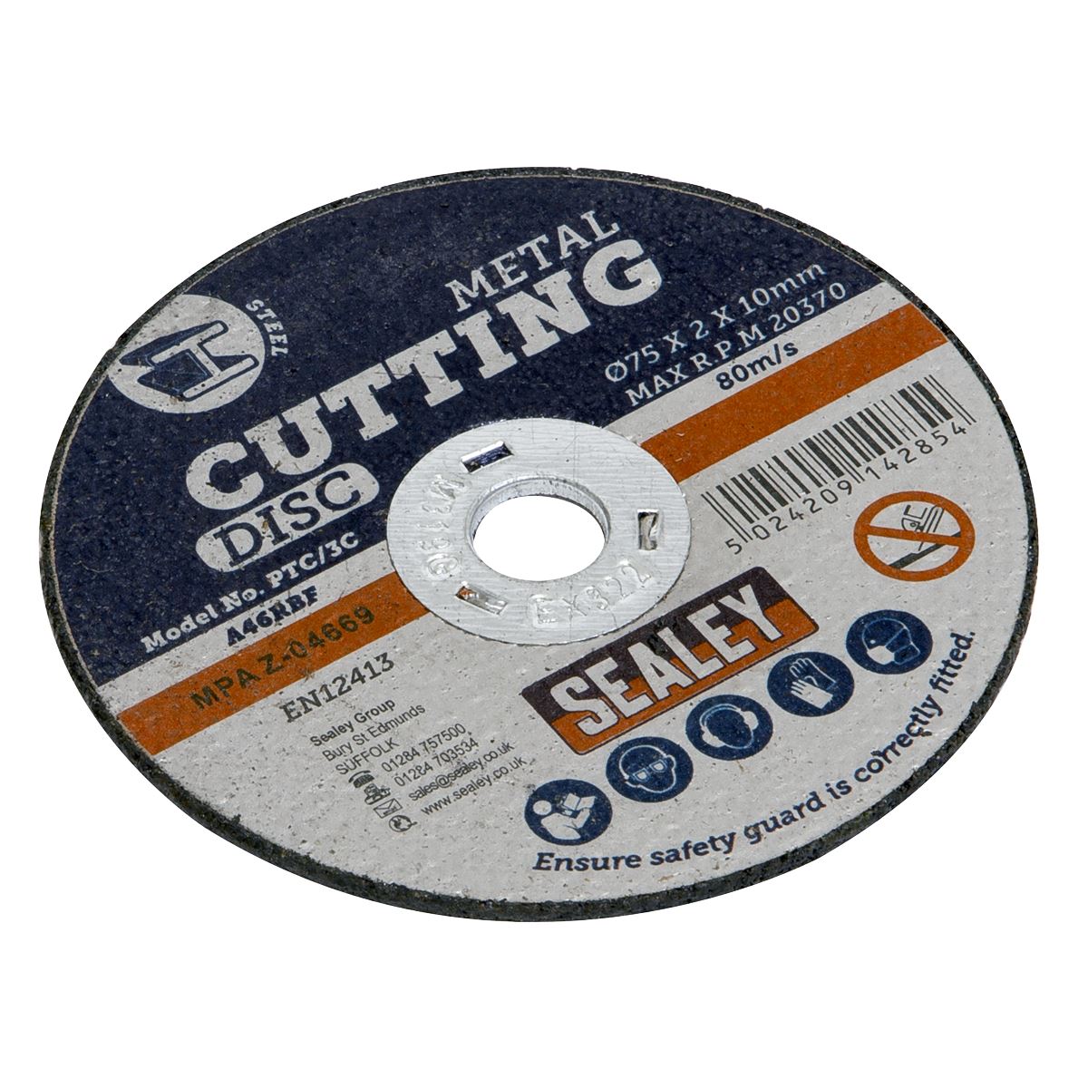 Sealey PTC/3C100 Cutting Disc Pack of 100 Ø75 x 2mm Ø10mm Bore Sealey
