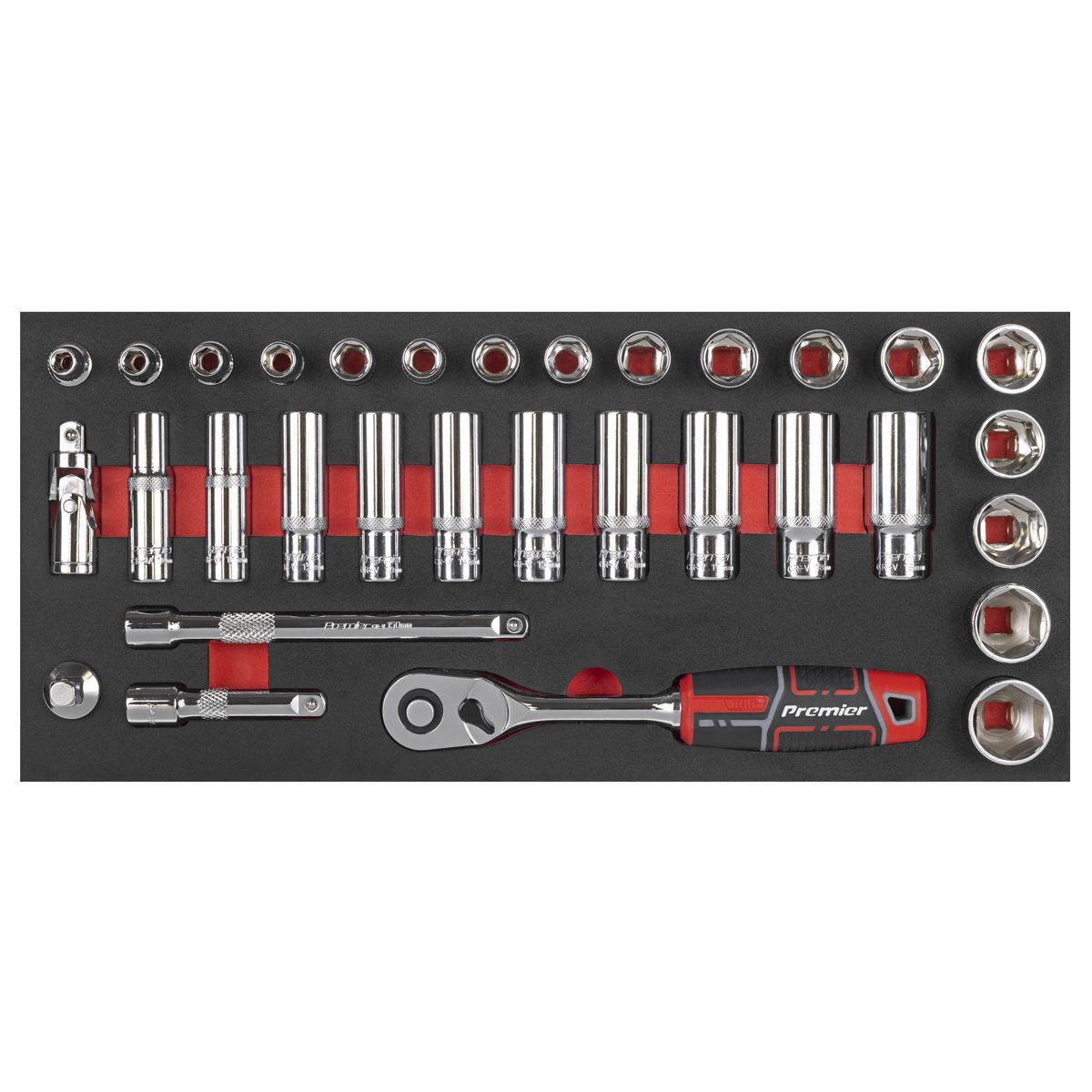 Sealey TBT41 Socket Set with Tool Tray 3/8"Sq Drive 32pc Sealey