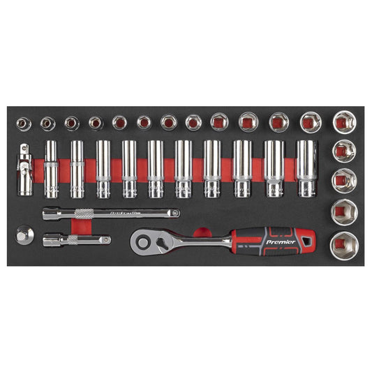 Sealey TBT41 Socket Set with Tool Tray 3/8"Sq Drive 32pc Sealey