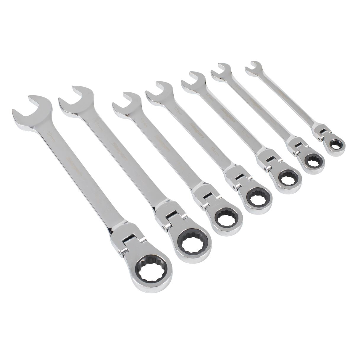 Siegen S01143 Flexible Head Ratchet Combination Spanner Set 7pc Metric Siegen
