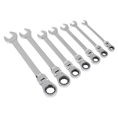 Siegen S01143 Flexible Head Ratchet Combination Spanner Set 7pc Metric Siegen