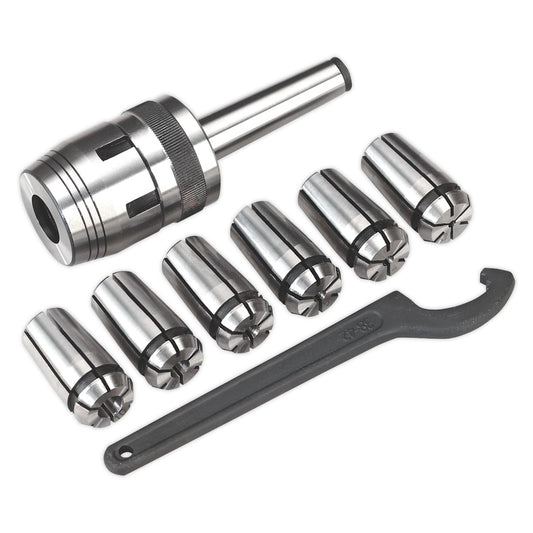 Sealey SM2503MCSET Mill Chuck Set MT2-M10 Ø3-10mm Sealey
