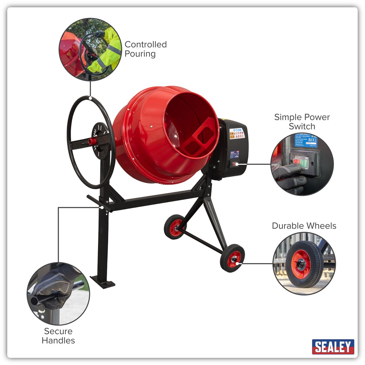 Sealey CMX125 550W Cement Mixer 125L Sealey