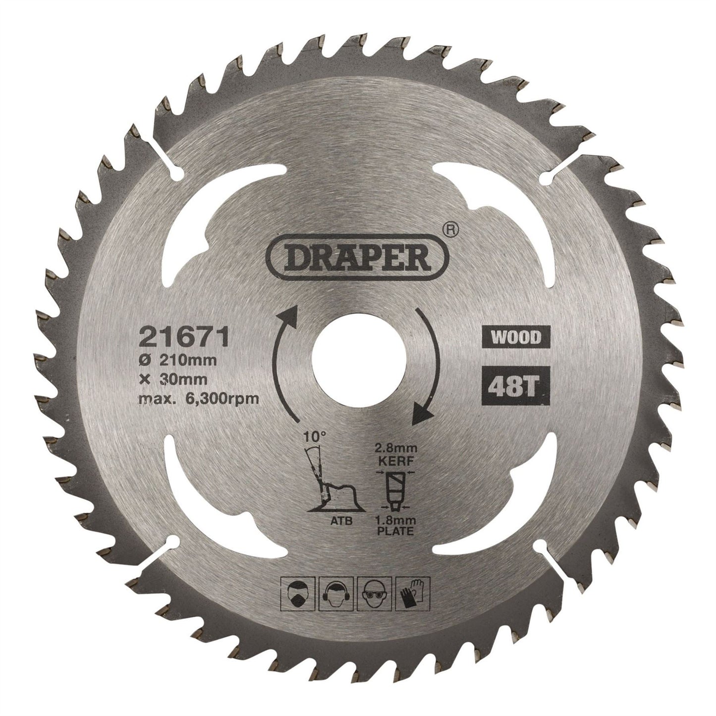 Draper 21671 TCT Circular Saw Blade for Wood 210 x 30mm 48T Draper