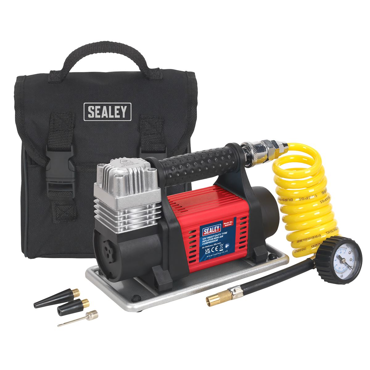 Sealey MAC04 Tyre Inflator/Mini Air Compressor 12V Heavy-Duty Sealey