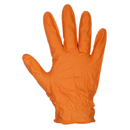 Sealey SSP56L Orange Diamond Grip Extra-Thick Nitrile Powder- Free Gloves Large - Pack of 50 Sealey