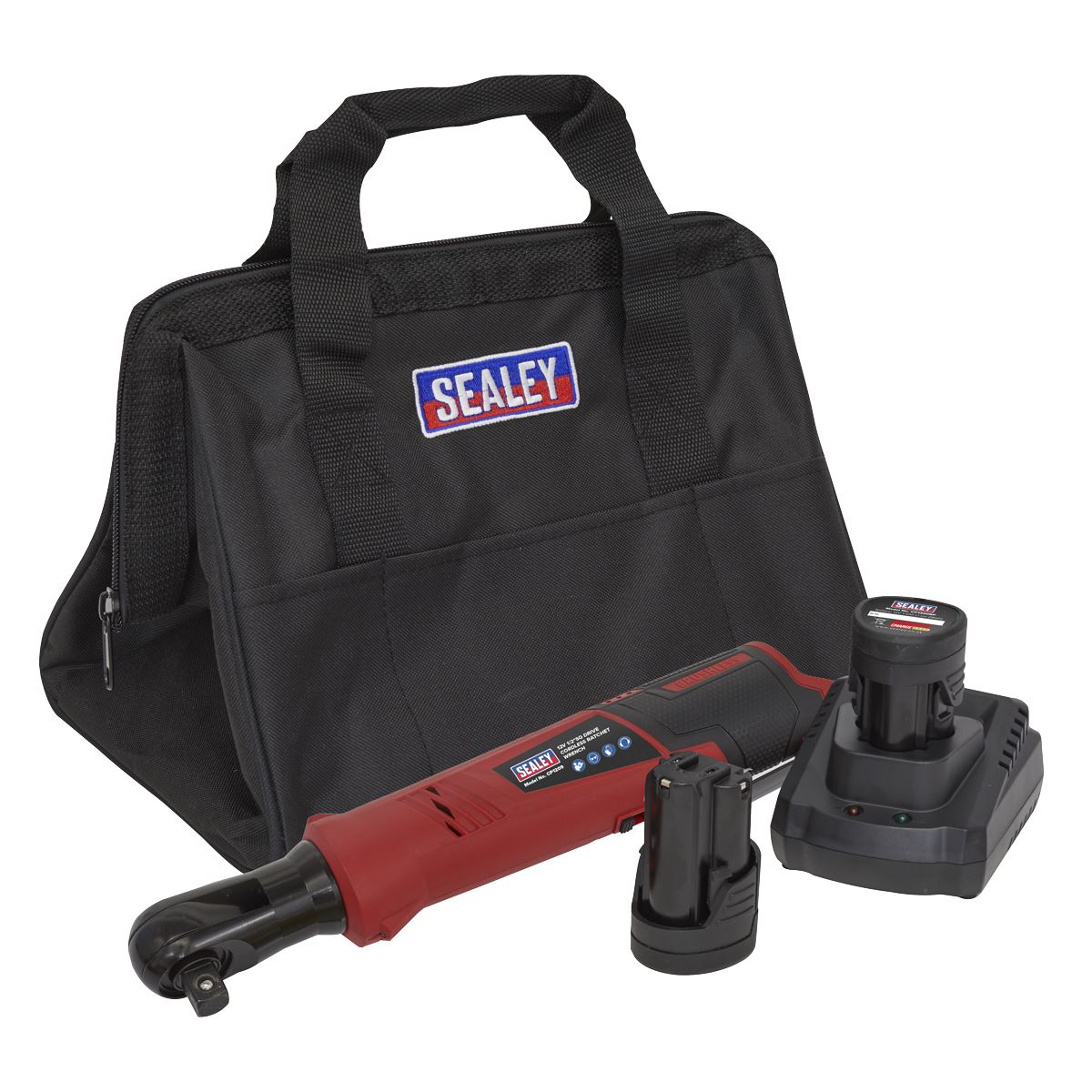 Sealey CP1209KIT Cordless Ratchet Wrench Kit 1/2"Sq Drive 12V SV12 Series - 2 Batteries Sealey