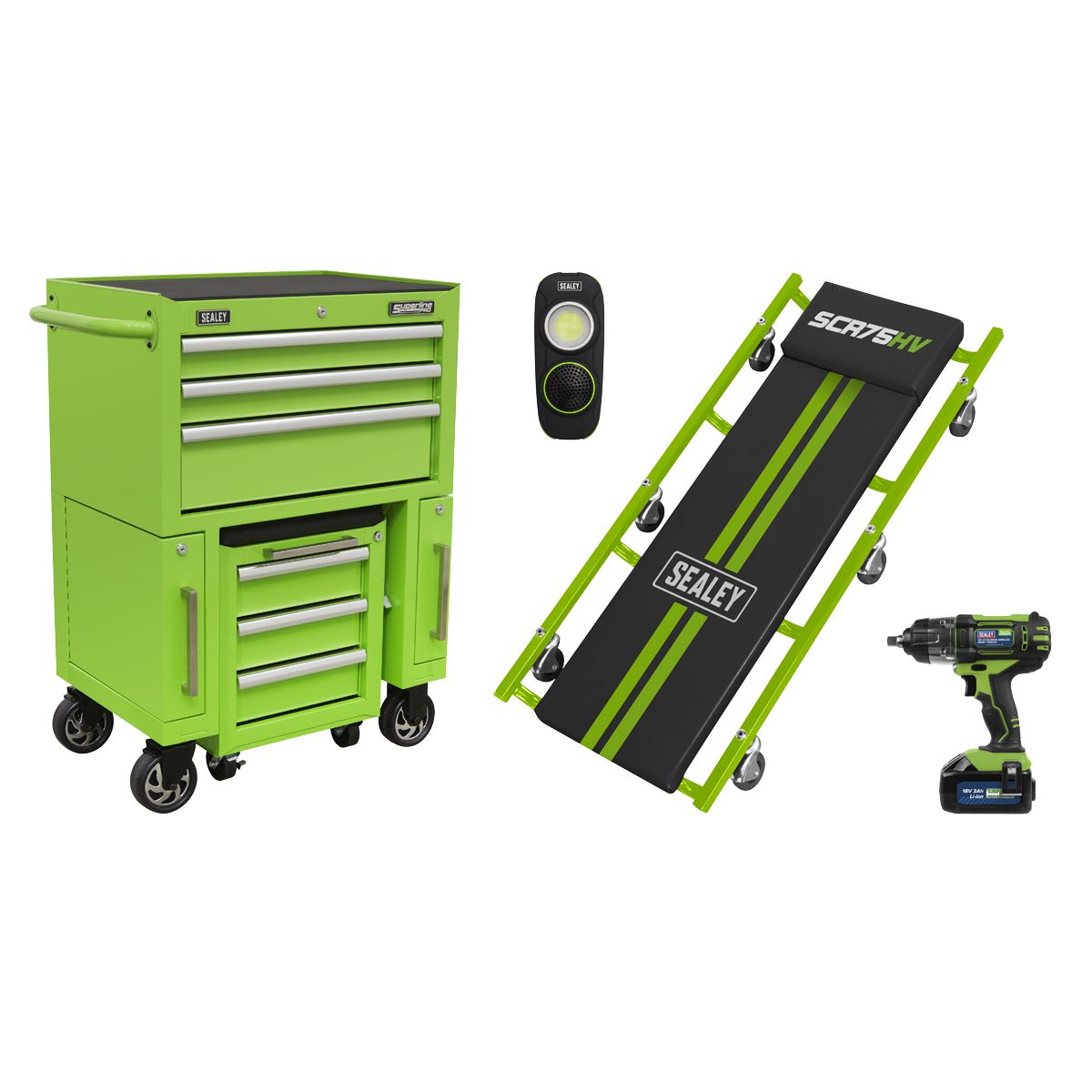 Sealey AP556CSHVKIT 4pc Rollcab & Utility Seat Kit with Creeper Sealey